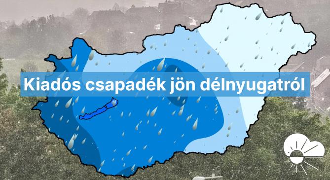Nyugaton és a Duna-Tisza közén eshet a legtöbb eső holnap estig