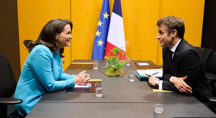 Novák Katalin Emmanuel Macron francia elnökkel folytatott megbeszélést