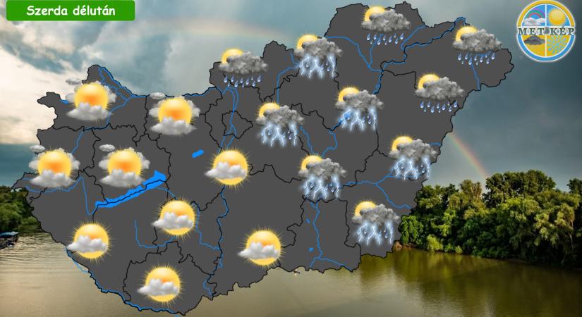 Délután keleten számíthatunk elszórt, záporra, zivatarra!
