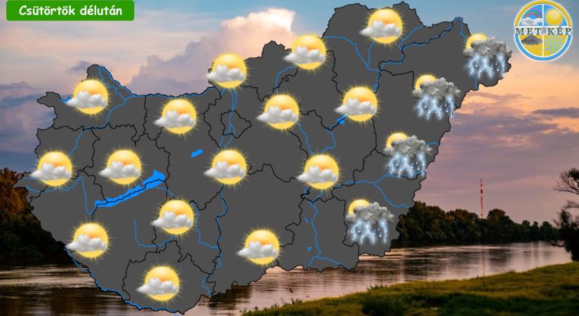 Napos, gomolyfelhős csütörtök, délutántól helyenként záporral, zivatarral!