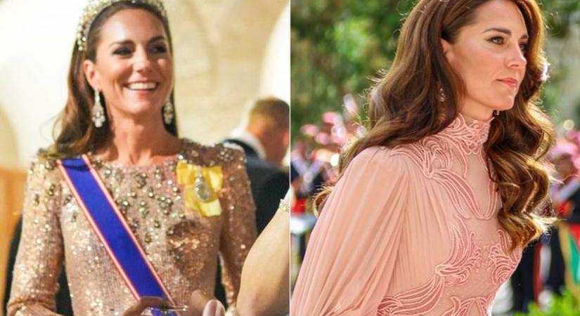 Katalin hercegné arany estélyiben ment a jordán herceg lagzijára: kétféle ruhában is tündökölt
