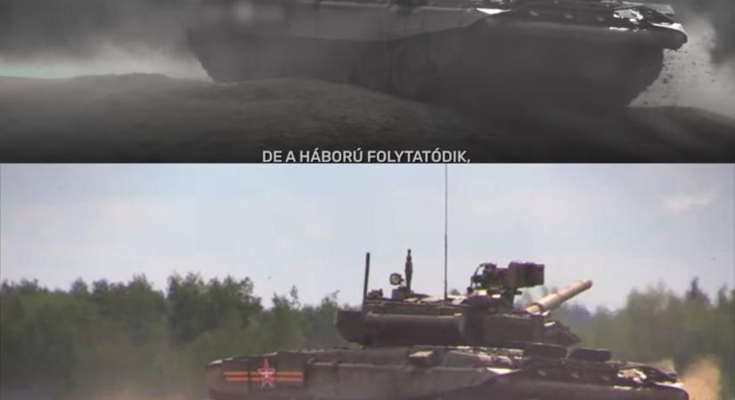 Orosz tank bukkan fel a kormány propagandafilmjében, de az orosz szimbólumot kitakarták róla