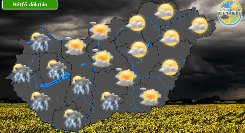 Záporokkal, zivatarokkal indul a hét!