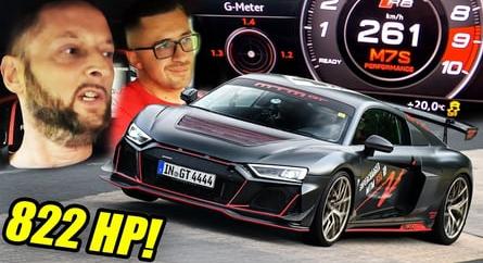 Pokoli tempó egy 822 lóerős Audi R8-cal a Nordschleifén (videó)