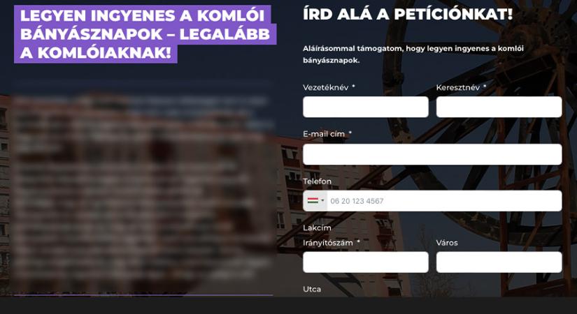 Petíciót indított a helyi Momentum a komlóiaknak ingyenes Bányásznapokért