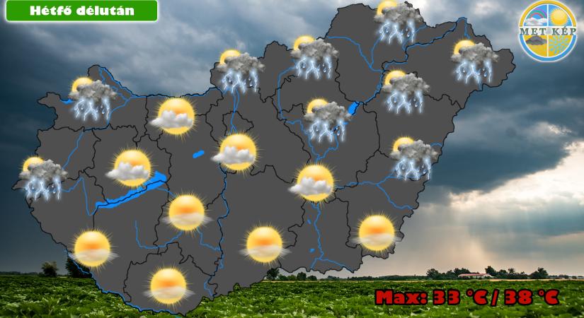 Hőséggel és zivatarokkal indul a hét!