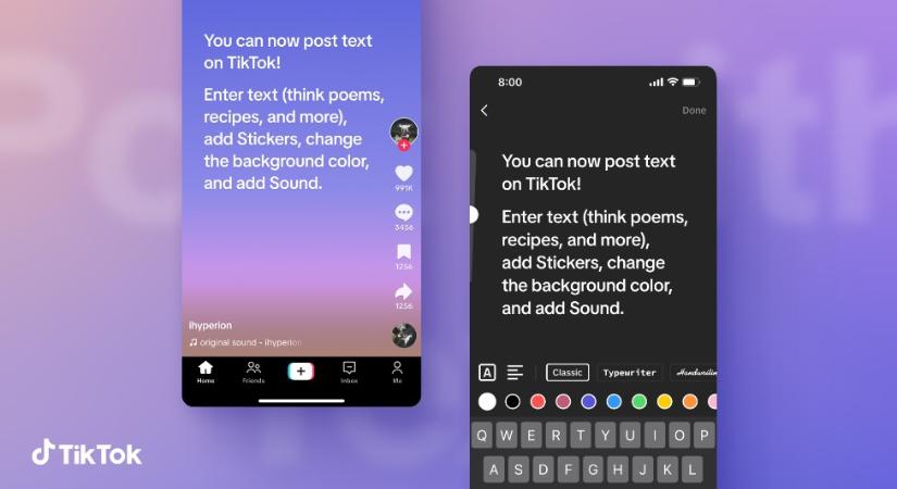 A TikTok csak szöveges bejegyzéseket vezet be
