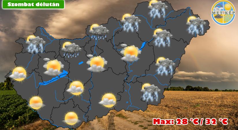 Szombaton is lehet záporeső, zivatar!