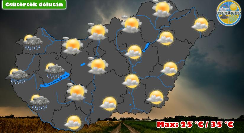 Nagy lesz a hőmérsékleti kontraszt, délutántól záporral, zivatarral!
