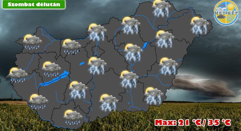 Nyugaton hűvös idő, keleten kánikula, újabb zivatarokkal!