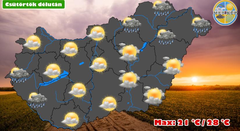 Csütörtökön már többet süthet a Nap, de egy-egy záporeső még előfordulhat.