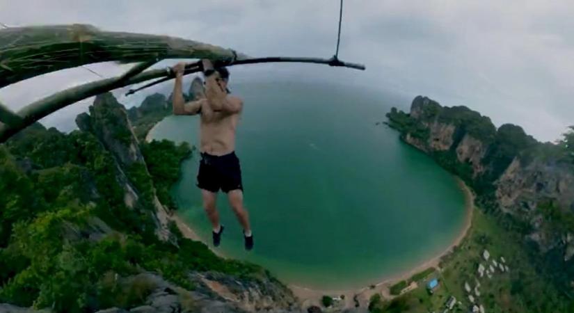 Az életével játszott a vakmerő turista egy thaiföldi sziklánál - videó