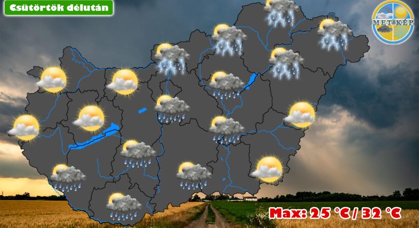 Csütörtökön is marad a változékonyabb idő, elszórt záporral, zivatarral!