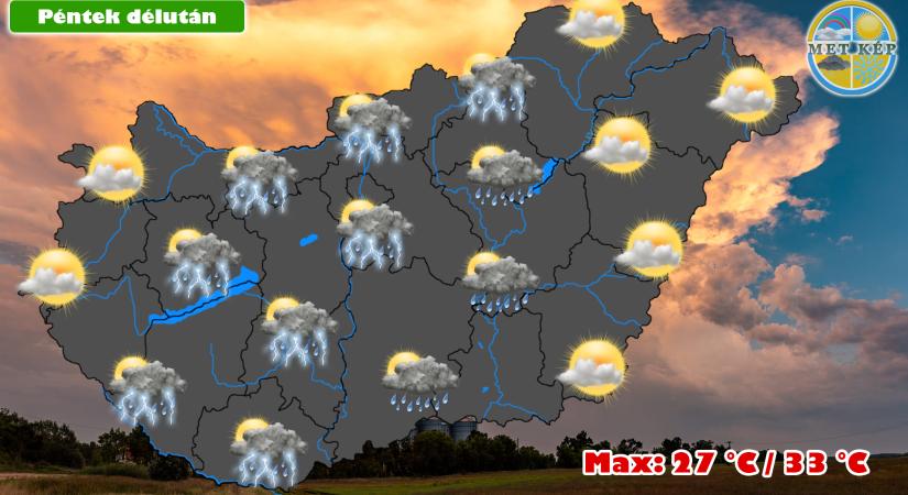 Pénteken még előfordulhat záporeső, zivatar!