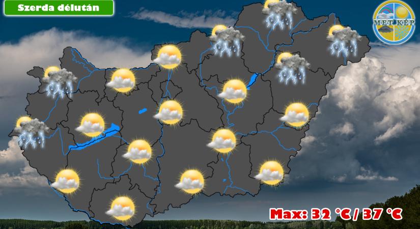 Marad a hőség, helyenként záporok, zivatarok hozhatnak átmeneti felfrissülést!