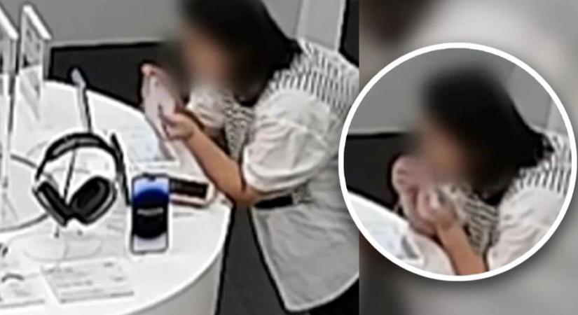 IPhone-t lopott egy kínai nő, a fogával rágta el a biztonsági kábelt