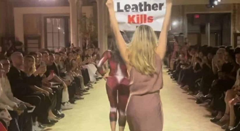 A bőrhasználat ellen tiltakozó „modellek” zavarták meg a New York Fashion Week bemutatóját