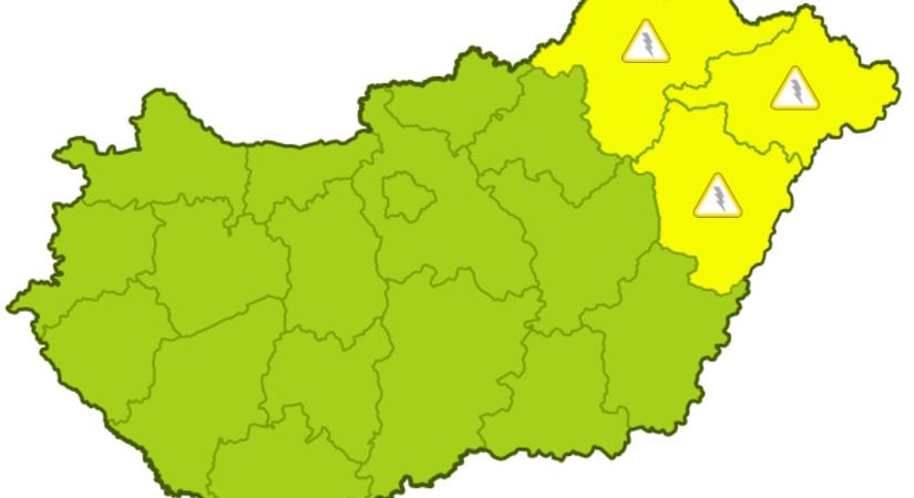 Zivatar veszélyére figyelmeztetnek északkeleten
