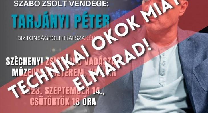 Elmarad a Hatvani Polgári Szalon Tarjányi Péterrel 