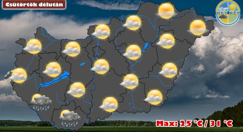 Szeles idő, elszórt záporesővel, esetleg zivatarral.