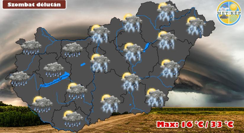 Hullámzó frontrendszer érkezik, heves vihar is lehet!