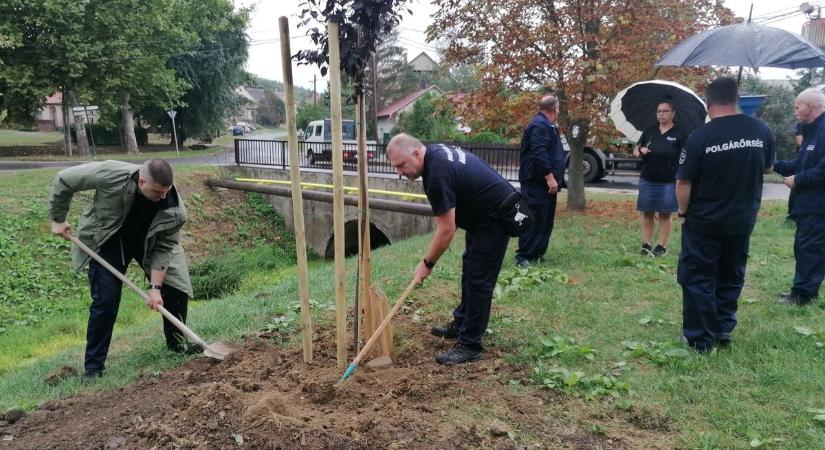 Vérszilvafa és emléktábla hirdeti a nagyrédei polgárőrség első negyedszázadát