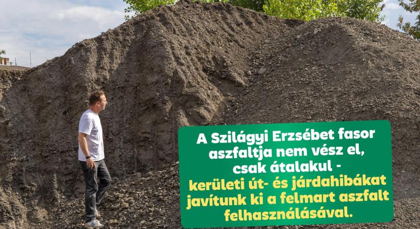 A feltört aszfalttal kátyúznak a II. kerületben