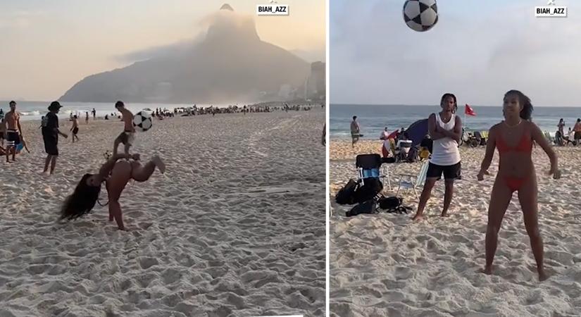 Videó: ilyen az, amikor lányok kezdenek el labdázni a homokban Brazíliában