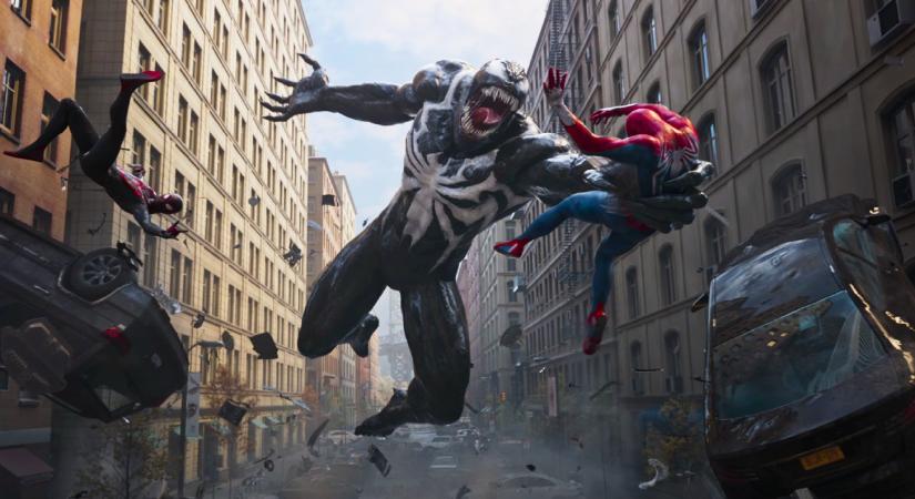 A Marvel's Spider-Man 2 vérpezsdítő új trailerében Venom rendesen elgyepálja a két Pókembert