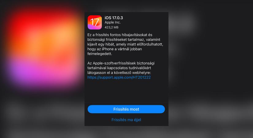 Itt az iOS 17.0.3, javítja az iPhone 15 Pro melegedését