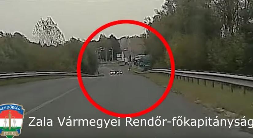 Nagykanizsánál előzött záróvonalnál, levideózták a zsaruk