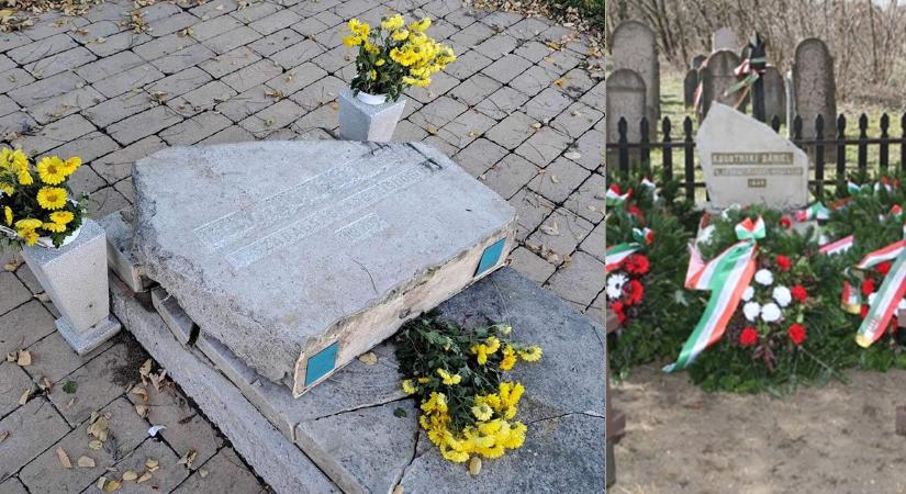 Mindenszenteki gyalázat Ácson: ledöntötték az 1848-as gyerekhős sírját