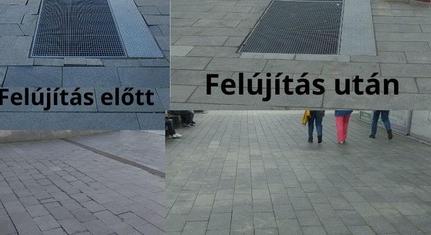 Új térkőburkolatot kapott a Kossuth tér és az Irgalmasok utcája
