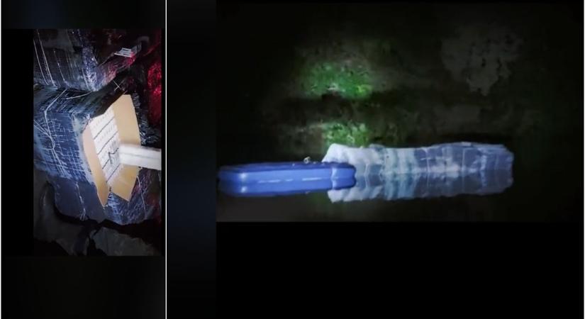 Videó: Gumimatracon úsztatták a vagyont érő cigit a magyar határnál