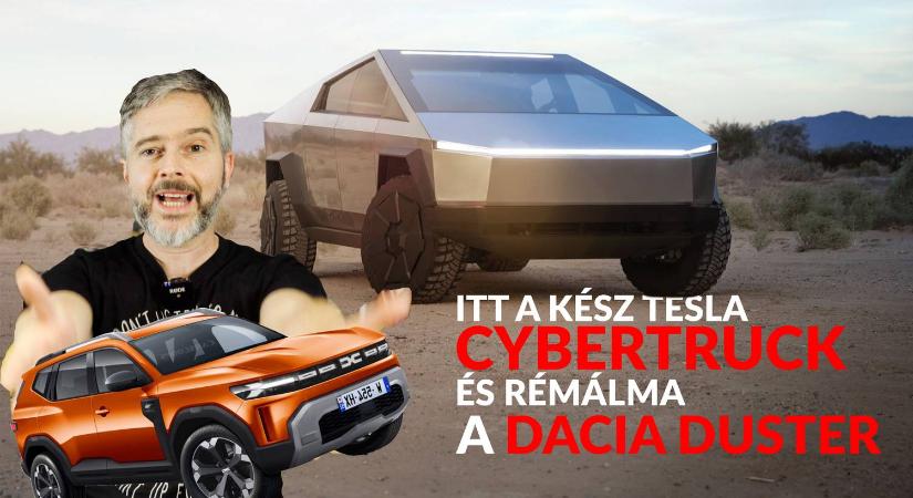 Itt a kész TESLA CYBERTRUCK és rémálma, a DACIA DUSTER - TC Híradó 2023/12/04 [112.]