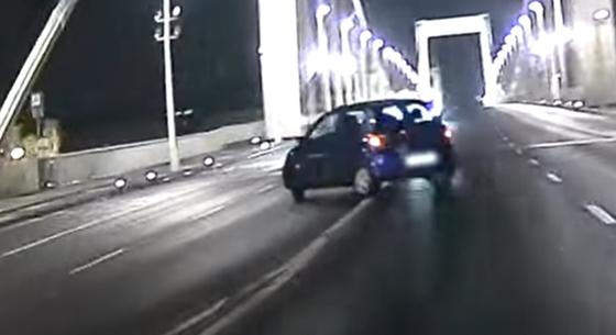 Mázlija volt az autósnak, akinek az Erzsébet hídon kezdett korcsolyázni a kocsija – videó