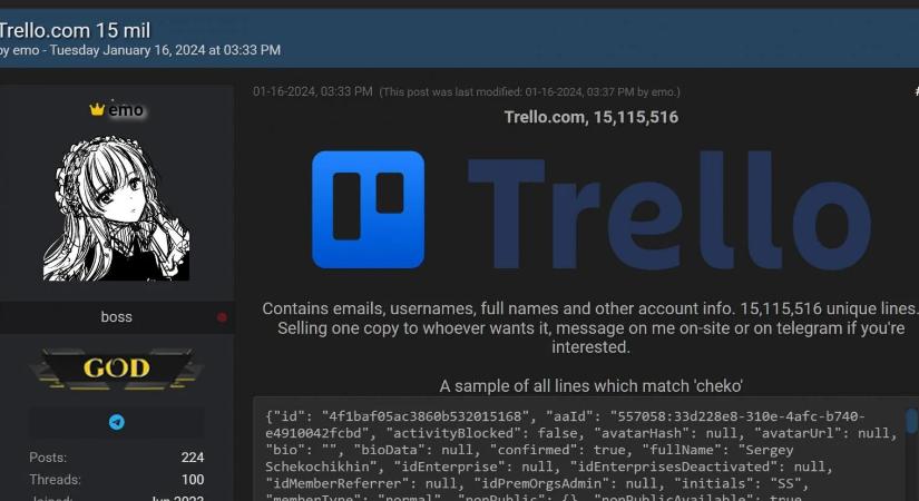 15 millió Trello-felhasználó adatait árulják a feketepiacon