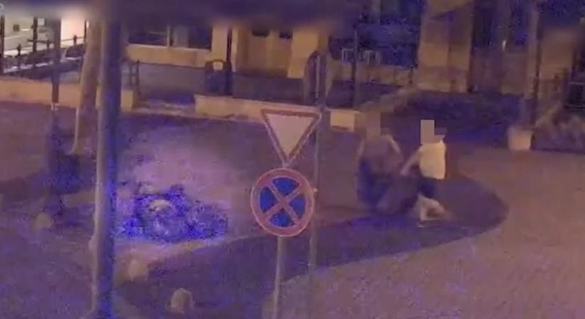 Videón, ahogy Kaposvár főtérre hordja a lomjait egy házaspár