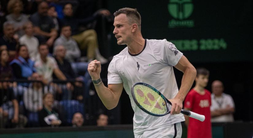 Fucsovics nyert Tatabányán, ezzel pedig egyenlített Magyarország a Davis-kupa selejtezőn fotók