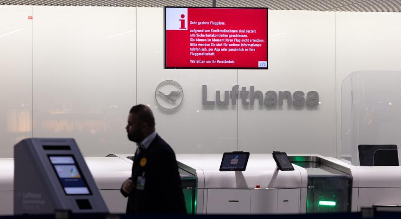 Megkezdték a munkabeszüntetést a Lufthansa légiutas-kísérői a frankfurti reptéren
