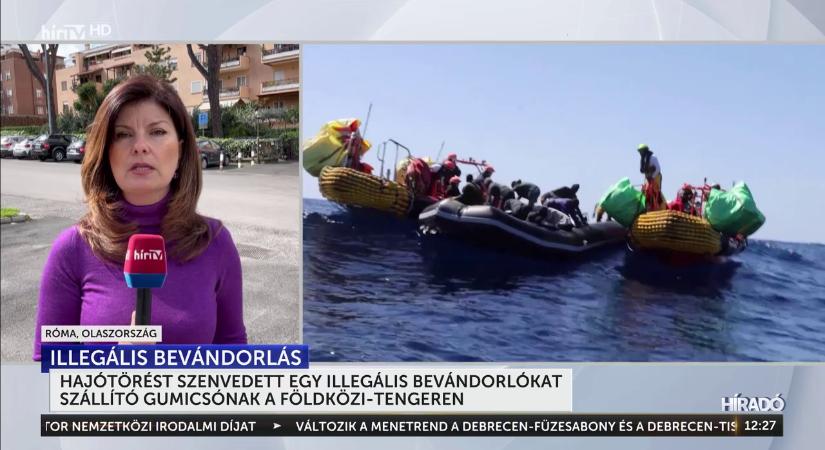 Hajótörést szenvedett egy illegális bevándorlókat szállító gumicsónak a Földközi-tengeren  videó
