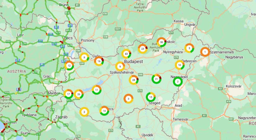 Útinform: Torlódás az M3-ason, nem jár a komp a magyar-szlovák határnál