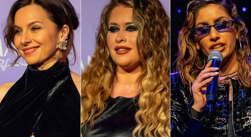 Király Linda nőies idomain feszült a bőrruha: fotókon a Glamour-gála énekesnői