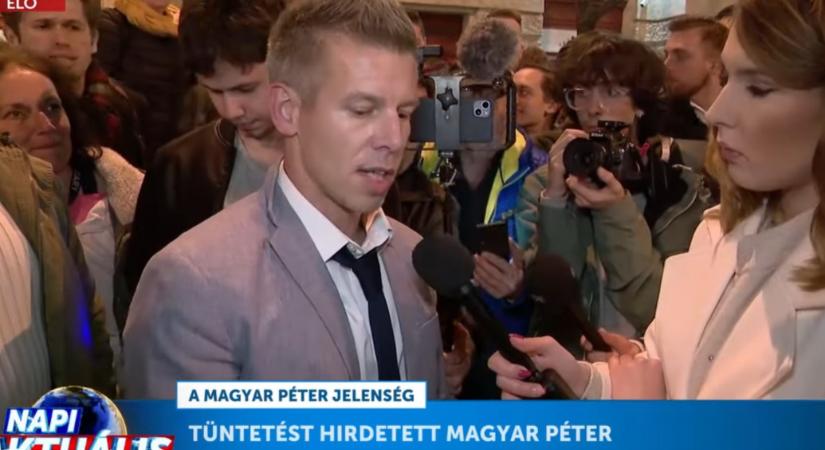 Zúgott a „Mocskos Megafon!”, amikor Magyar Péter a Hír TV-nek adott élő interjút