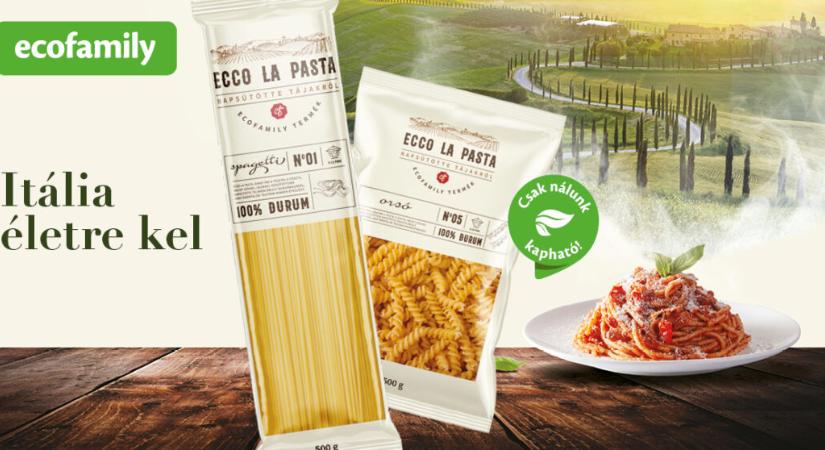 Fedezd fel az Ecco la Pasta mediterrán ízvilágú tésztákat az Ecofamily üzletekben!