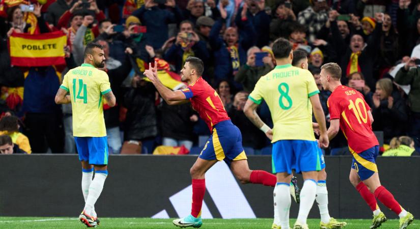 Felkészülés: Rodri duplázott, hatgólos meccsen ikszeltek a spanyolok a brazilokkal! – videóval