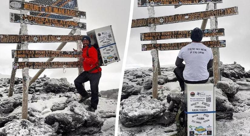 Egy brit férfi egy harminc kilós hűtővel a hátán mászta meg a Kilimandzsárót