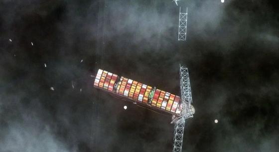 Műholdképeket mutattak be a baltimore-i híd összeomlásáról
