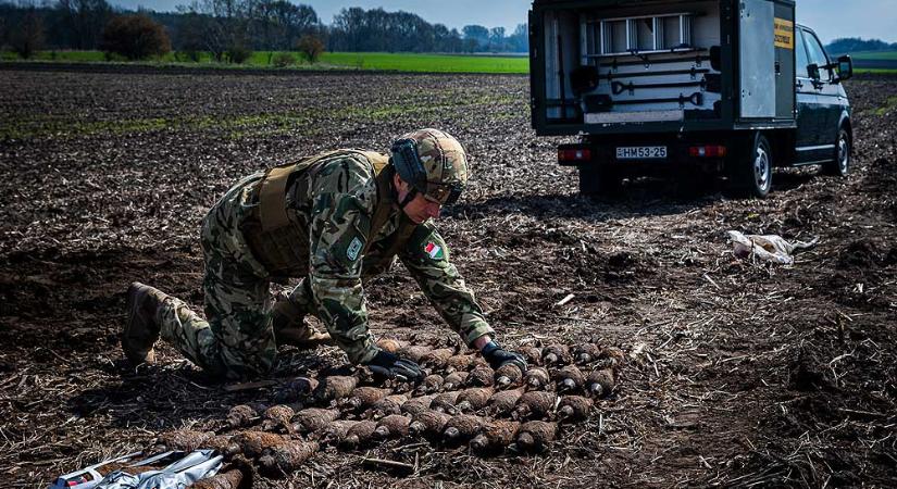 63 aknagránátot találtak egy szántóföldön Csépnél