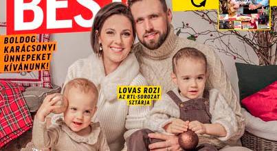 Lovas Rozi férjével és gyerekeivel a címlapon
